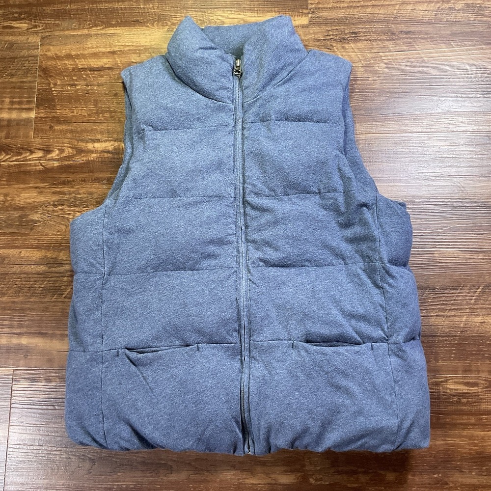 J Jill Puffer Vest Women's M Blue Down Feather Filled Zipper Front Cotton